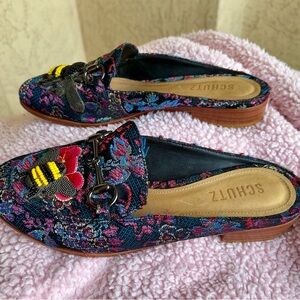 SCHUTZ Women's Multicolor Embroidered Mules